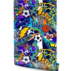 Muralo Papier Peint<Papier Peint BALLE Graffitis Colorés Pour Chambre D'Enfant
