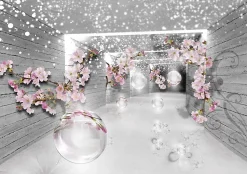 Wallarena Papier Peint 3D Abstrait Fleurs Intissé Panoramique 400x280 cm - Colle Inclus - Chambre et Salon - Moderne Papier Peint- Papier Peint Panoramique
