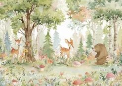 Wallarena Papier Peint Enfant Forêt Animaux Intissé Panoramique 400x280 cm - Colle Inclus - Chambre Enfant - Moderne Papier Peint- Papier Peint Panoramique