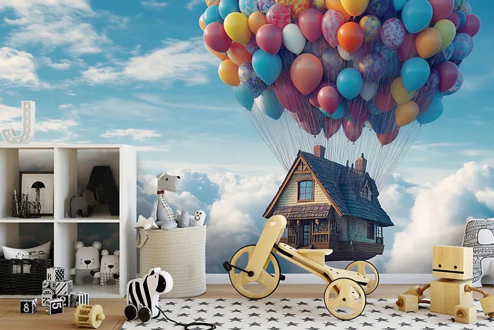 Wallarena Papier Peint Panoramique<Papier Peint Enfant Intissé Panoramique Pour Enfant Chhambre Sky Ballons 350x250