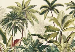 Wallarena Papier Peint Feuilles Jungle Vert Intissé Panoramique Pour Chambre Cuisine 350x250 cm- Papier Peint Panoramique