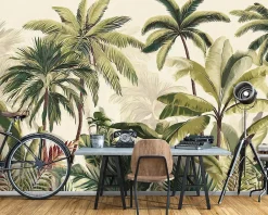 Wallarena Papier Peint Feuilles Jungle Vert Intissé Panoramique Pour Chambre Cuisine 350x250 cm- Papier Peint Panoramique