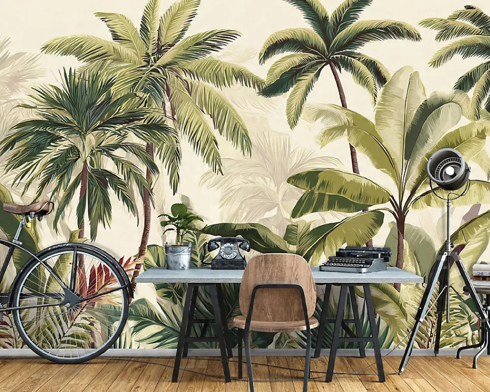 Wallarena Papier Peint Feuilles Jungle Vert Intissé Panoramique Pour Chambre Cuisine 350x250 cm- Papier Peint Panoramique