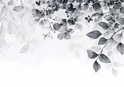 Wallarena Papier Peint Feuilles Noir et blanc Intissé Panoramique Pour Chambre Cuisine 350x250 cm- Papier Peint Panoramique