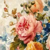Wallarena Papier Peint Fleurs Pivoines Béton Intissé Panoramique 350x250 cm - Colle Inclus - Chambre et Salon - Moderne Papier Peint- Papier Peint Panoramique