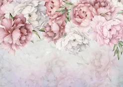 Wallarena Papier Peint Panoramique<Papier Peint Fleurs Rose Pivoines Intissé Panoramique 350x250 cm - Colle Inclus - Chambre et Salon - Moderne Papier Peint