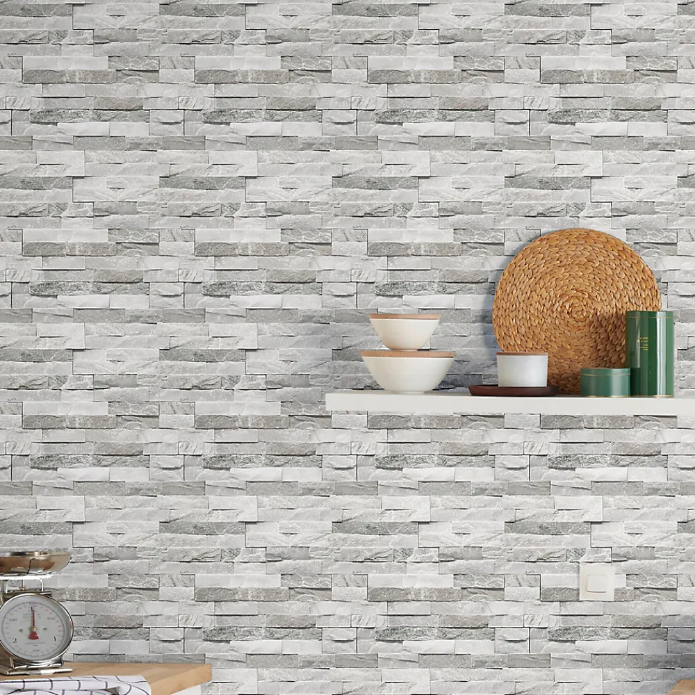 GoodHome Papier Peint<Papier peint imitation brique vinyle sur intissé Jori blanc