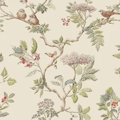 Laura Ashley Papier peint intissé Elderwood imprimé fleurs beige L.1000 x l.52cm- Papier Peint