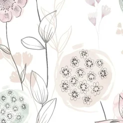 Lutèce Papier peint intissé fleuri Lavinia rose pastel L.1005 x l.53cm- Papier Peint