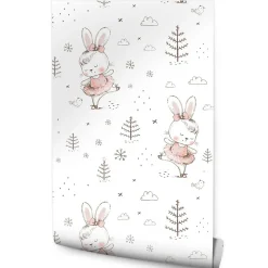 Muralo Papier Peint Intissé LAPINS Dansant Pour Chambre D'Enfant- Papier Peint