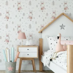Muralo Papier Peint Intissé LAPINS Dansant Pour Chambre D'Enfant- Papier Peint
