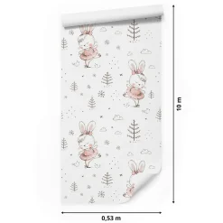 Muralo Papier Peint Intissé LAPINS Dansant Pour Chambre D'Enfant- Papier Peint