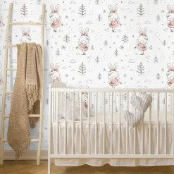 Muralo Papier Peint Intissé LAPINS Dansant Pour Chambre D'Enfant- Papier Peint