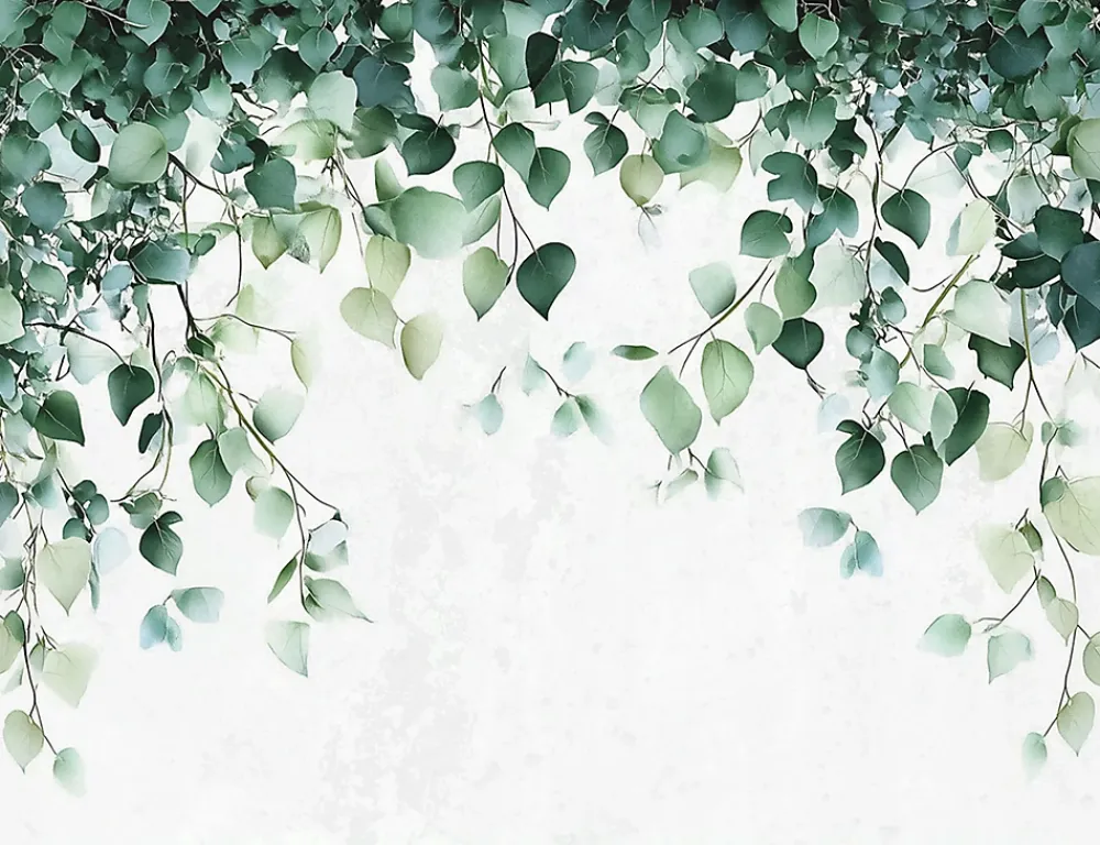 Wallarena Papier Peint Panoramique<Papier Peint Intissé Panoramique Feuilles Vert Nature 350x250 cm - Colle Inclus - Chambre et Salon - Moderne Papier Peint