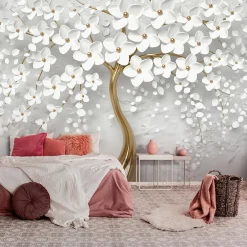 Wallarena Papier Peint Panoramique<Papier Peint Intissé Panoramique 3D Abstrait Fleurs Arbre 350x250 cm - Colle Inclus - Chambre et Salon - Moderne Papier Peint