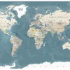 Planete Discount Papier peint intissé panoramique carte du monde vintage world map 200x140 cm- Papier Peint Panoramique