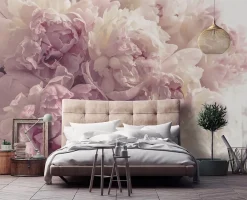 Wallarena Papier Peint Panoramique<Papier Peint Intissé Panoramique Fleurs Pivoines Rose 350x250 cm - Colle Inclus - Chambre et Salon - Moderne Trompe l'oeil