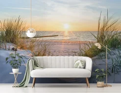 Wallarena Papier Peint Intissé Panoramique Mer Plage Paysage Nature 300x210 cm - Colle Inclus - Chambre et Salon - Papier Peint 3D- Papier Peint Panoramique
