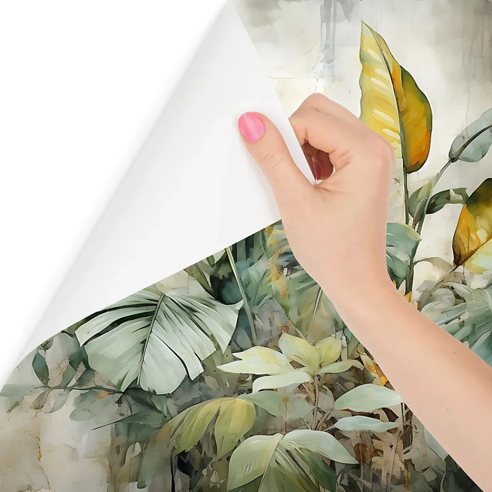 Muralo Papier Peint Panoramique<Papier Peint Intissé Photo Pour Chambre FEUILLES Plantes Aquarelle 360cm x 240cm