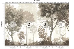 Muralo Papier Peint Intissé Photo Pour Salon FORÊT Arbres Nature Rétro 405cm x 270cm- Papier Peint Panoramique
