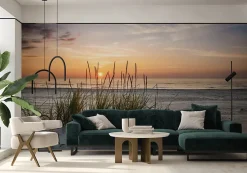 Muralo Papier Peint Panoramique<Papier Peint Intissé Photo MER Plage Coucher De Soleil Pour Chambre 368cm x 254cm
