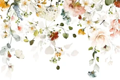 Muralo Papier Peint Intissé Photo Pour Salon FLEURS Colorées Feuilles Plantes Nature 405cm x 270cm- Papier Peint Panoramique