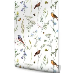 Muralo Papier Peint<Papier Peint Intissé Pour Salon OISEAUX Fleurs Feuilles Nature