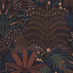 Envy Papier peint intissé Savannah fauna imprimé végétal marron, bleu L.1000 x l.52cm- Papier Peint