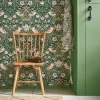 William Morris Papier peint intissé Strawberry thief imprimé fleurs, oiseaux vert L.1000 x l.52cm- Papier Peint