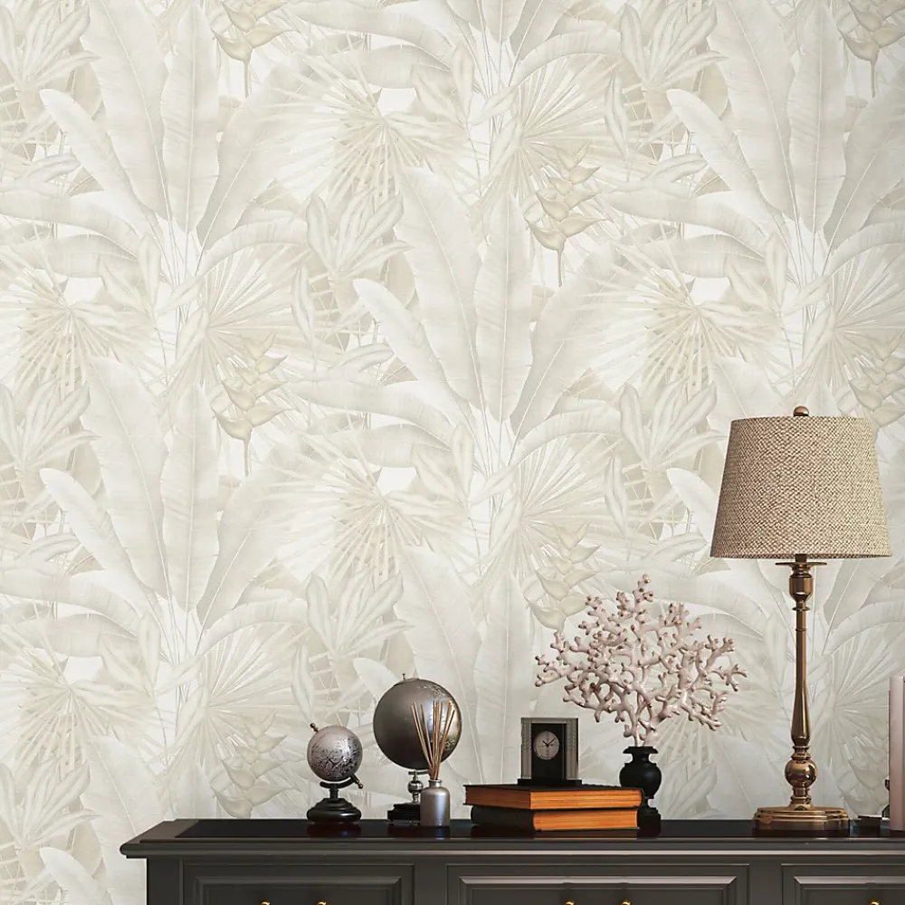 A.S. Creation Papier peint intissé vintage feuillage beige mat l.1005 x l.53cm, As Création- Papier Peint