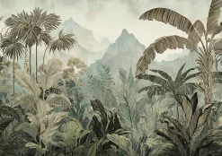 Wallarena Papier Peint Intissé Panoramique Pour Chambre Cuisine Jungle Forêt tropicale 250x175 cm- Papier Peint Panoramique