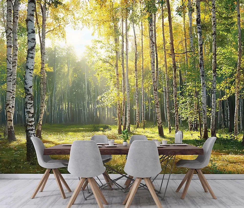 Wallarena Papier Peint Panoramique<Papier Peint Intissé Panoramique Pour Chambre Cuisine 3D Forêt Vert 400x280
