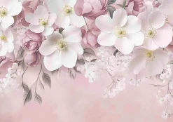 Wallarena Papier Peint Panoramique<Papier Peint Intissé Panoramique Pour Chambre Cuisine Fleurs Rose Béton 350x250