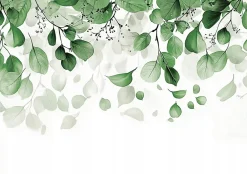 Wallarena Papier Peint Panoramique Intissé Blanc Vert Feuilles 400x280 cm - Colle Inclus - Moderne XXL Papier Peint por Chambre Salon- Papier Peint Panoramique