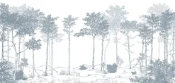 Acte Déco Papier peint panoramique Balade dans les bois, Bleu 150 x 250cm- Papier Peint Panoramique