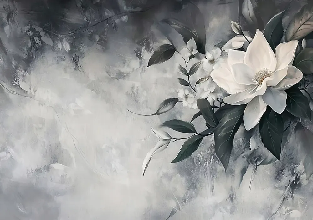 Wallarena Papier Peint Panoramique Intissé Feuilles Fleurs 250x175 cm - Colle Inclus - Moderne XXL Papier Peint por Chambre Salon- Papier Peint Panoramique