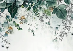 Wallarena Papier Peint Panoramique Intissé Nature Vert Feuilles 250x175 cm - Colle Inclus - Moderne XXL Papier Peint por Chambre Salon- Papier Peint Panoramique