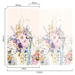 GoodHome Papier Peint Panoramique|Papier Peint<Papier peint panoramique intissé Venetian fleurs pastel L.280 x l.159 cm