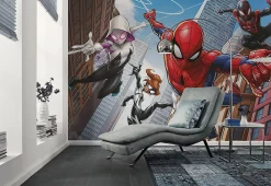 Komar Papier peint panoramique sur intissée de - Marvel Spider-Man Swinging Crew - Taille: 400 x 250 cm- Papier Peint Panoramique