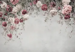 Wallarena Papier Peint Panoramique<Papier Peint Panoramique Intissé Fleurs Floral Béton 350x250 cm - Colle Inclus - Moderne Papier Peint Intissé Chambre Salon