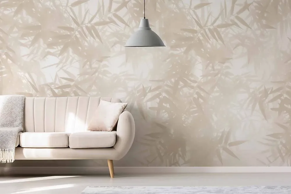 Acte Déco Papier peint panoramique Ombres bambous, Beige 150 x 250cm- Papier Peint Panoramique