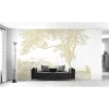 IDPanneaux Papier peint panoramique intissé arbre, beige, blanc, 8 lés, L.280 x l.400cm- Papier Peint Panoramique