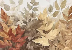 Wallarena Papier Peint Panoramique Intissé Feuilles Boho Beige 400x280 cm - Colle Inclus - Moderne XXL Papier Peint por Chambre Salon- Papier Peint Panoramique