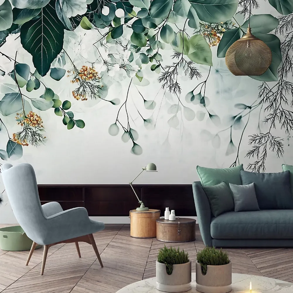 Wallarena Papier Peint Panoramique<Papier Peint Panoramique Intissé Nature Vert Feuilles 400x280 cm - Colle Inclus - Moderne XXL Papier Peint por Chambre Salon