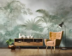 Wallarena Papier Peint Panoramique Intissé Jungle Feuilles Vert - 250x175 cm - Papier Peint Chambre et salon- Papier Peint Panoramique