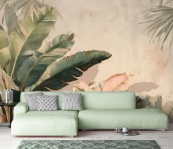 Wallarena Papier Peint Panoramique Intissé Feuilles Jungle Vert - 400x280 cm - Papier Peint Chambre et salon- Papier Peint Panoramique