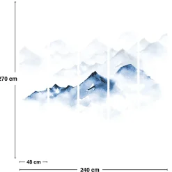 99DECO Papier peint panoramique - Yukon - Bleu - intissé : 150g/m² - 5 lés : 240x270cm- Papier Peint Panoramique