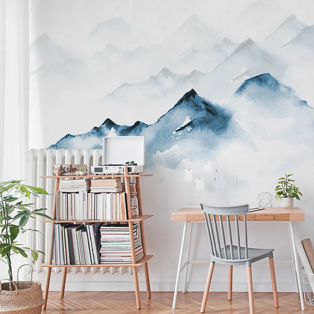 99DECO Papier peint panoramique - Yukon - Bleu - intissé : 150g/m² - 5 lés : 240x270cm- Papier Peint Panoramique