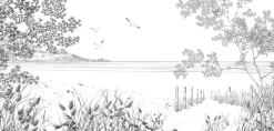 Acte Déco Papier Peint Panoramique<Papier peint panoramique Côtes Sauvages, Noir et blanc 525 x 250cm