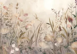 Wallarena Papier Peint Panoramique<Papier Peint Panoramique Intissé Fleurs Prairie Beige - 350x250 cm - Papier Peint Chambre et salon